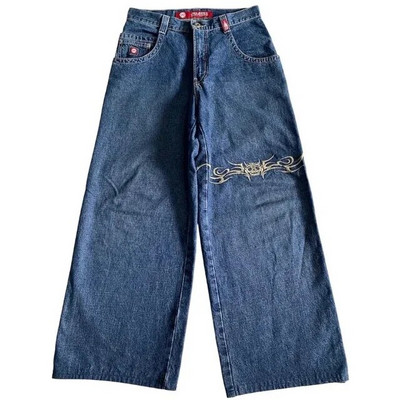 JNCO kottis teksad Hip-Hop Rocki tikandiga meeste naiste 2023. aasta uus mood tänavarõivad Retro Harajuku kõrge vöökohaga laia säärega teksad