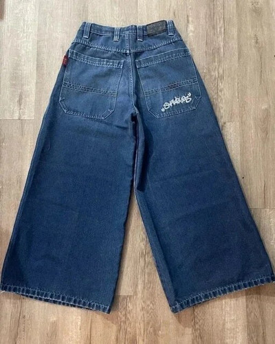 JNCO kottis teksad Hip-Hop Rocki tikandiga meeste naiste 2023. aasta uus mood tänavarõivad Retro Harajuku kõrge vöökohaga laia säärega teksad