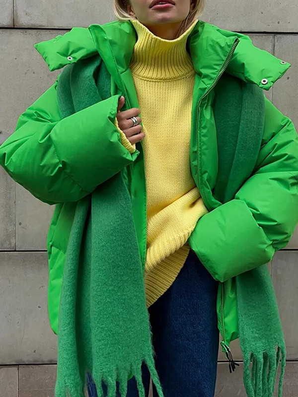 Moodne paksu kapuutsiga puuvillane jakk naistele 2023. aasta talvine šikk pikkade varrukatega naiste mantel, soe High Street lahtised pargi ülerõivad