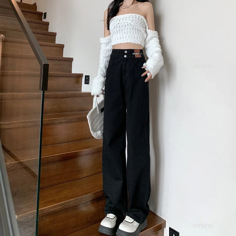 Talvised teksad Naiste fliis soojad teksapüksid kõrge vöökohaga vabaaja vabad naiste teksapüksid paksud samet puuvillased laia säärega naiste teksad