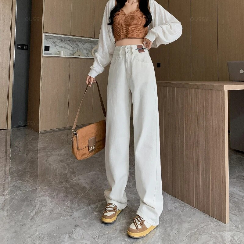 Talvised teksad Naiste fliis soojad teksapüksid kõrge vöökohaga vabaaja vabad naiste teksapüksid paksud samet puuvillased laia säärega naiste teksad