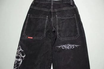 Y2k Jeans Harajuku Hip Hop Skull Graphic Oversized φαρδύ τζιν μαύρο παντελόνι τζιν Ανδρικές γυναίκες Νέο γοτθικό φαρδύ παντελόνι Streetwear