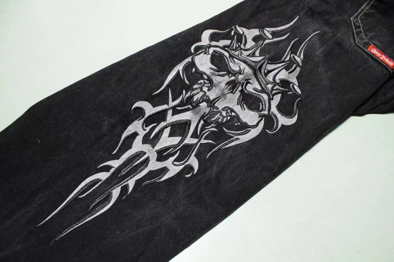 Y2k džinsai Harajuku Hip Hop Skull Graphic Oversized Baggy Jeans Juodi džinsiniai kelnės Vyrai Moterys Naujos gotikinės plačios kelnės Gatvės apranga