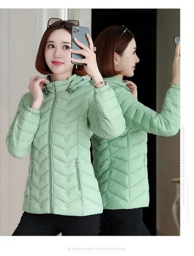 Joped naistele 2023 Talvine Parka Õhuke puuvillane mantel Sügistalvine Õhuke Kapuutsiga Soe Naiste Ülerõivad Riietus Naiste jope