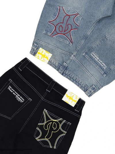 Blugi Y2k Hip Hop Harajuku Goth Pantaloni largi din denim Bărbați Femei 2023 Nouă modă Casual Toate se potrivesc Pantaloni largi cu picioare largi Streetwear