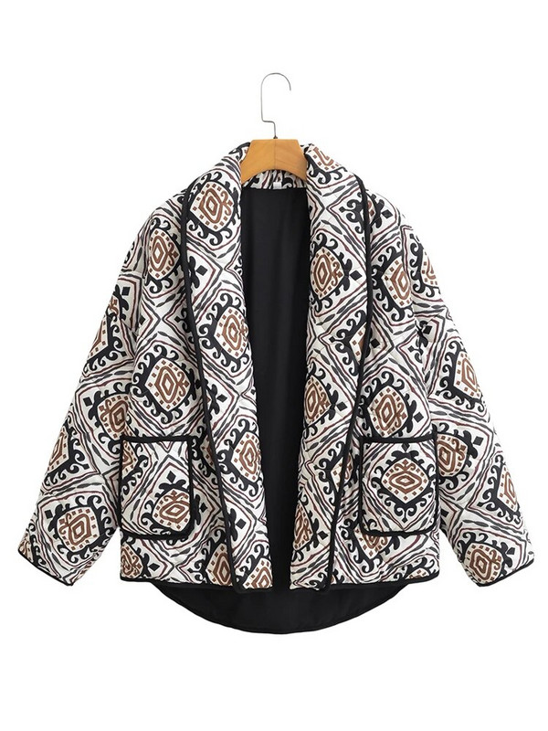 Atvarte marginta trumpa medvilninė striukė, moteriška ilgomis rankovėmis, šilta kišenine megztiniu, stora rudens žiemos mada moteriški gatvės viršutiniai drabužiai