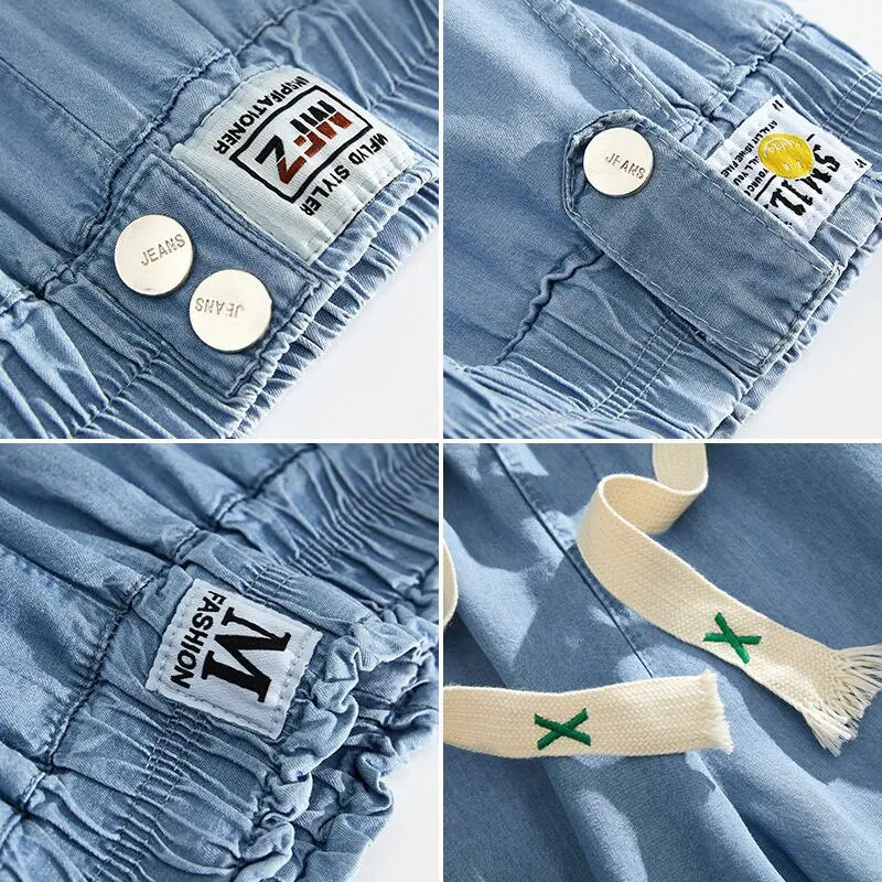 Lielizmēra 4xl Līdz potītēm taisni džinsi sieviešu vasaras elastīgi ar augstu vidukli, platu kāju džinsu baggy bikses Pantalones Blue Vaqueros