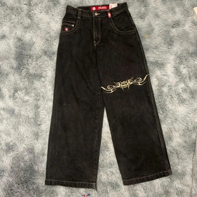 JNCO Y2K džinsai Gatvės drabužiai Hip Hop Graphic Baggy Retro mėlyni džinsai Kelnės Vyrai Moterys 2023 m. Naujos Harajuku aukšto liemens plačios kelnės