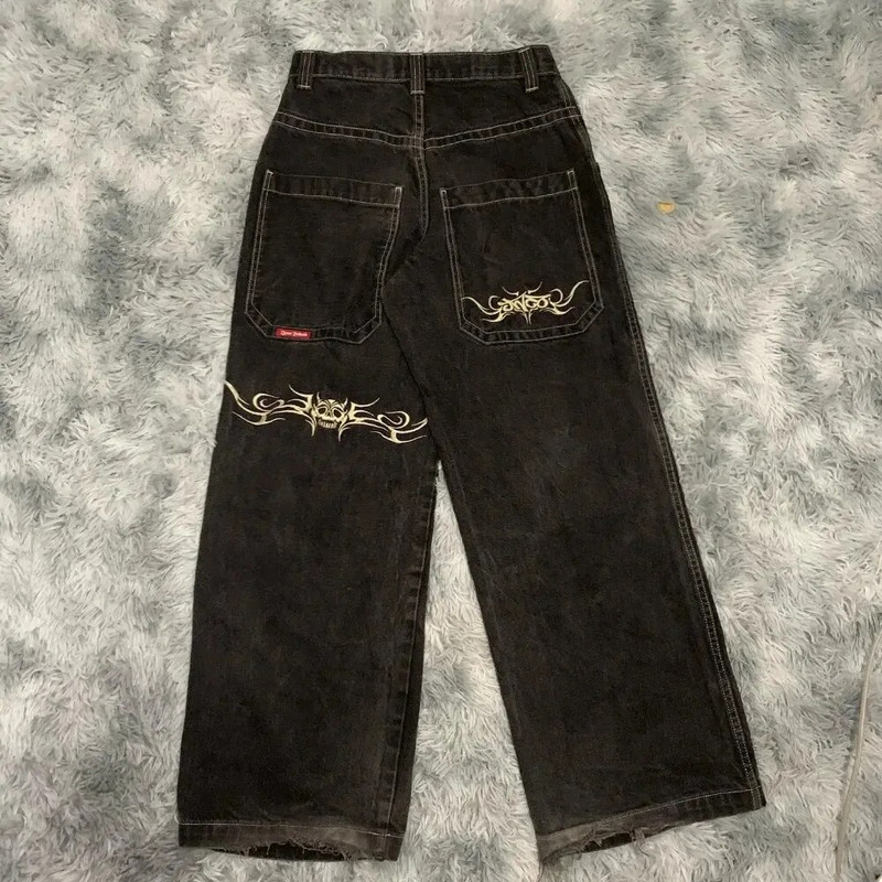 JNCO Y2K džinsai Gatvės drabužiai Hip Hop Graphic Baggy Retro mėlyni džinsai Kelnės Vyrai Moterys 2023 m. Naujos Harajuku aukšto liemens plačios kelnės