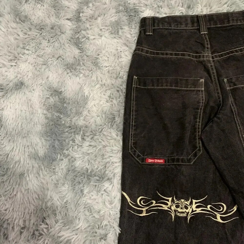 JNCO Y2K džinsai Gatvės drabužiai Hip Hop Graphic Baggy Retro mėlyni džinsai Kelnės Vyrai Moterys 2023 m. Naujos Harajuku aukšto liemens plačios kelnės