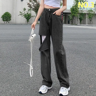 Sirge säärega teksad, naised 2022. aasta naiste riided naiste püksid Y2k teksad Naised kõrge vöökohaga vanaaegsed riided Denim Korea mood sinine