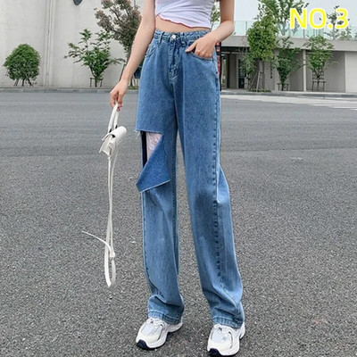 Sirge säärega teksad, naised 2022. aasta naiste riided naiste püksid Y2k teksad Naised kõrge vöökohaga vanaaegsed riided Denim Korea mood sinine