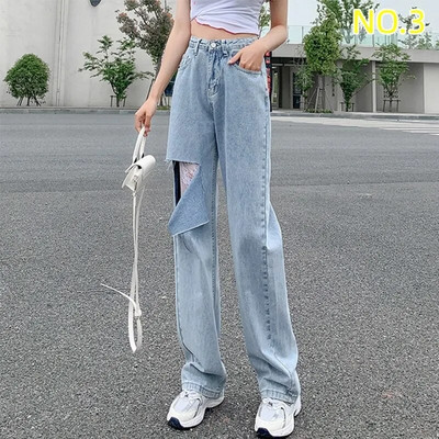 Sirge säärega teksad, naised 2022. aasta naiste riided naiste püksid Y2k teksad Naised kõrge vöökohaga vanaaegsed riided Denim Korea mood sinine