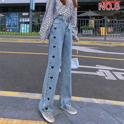 Sirge säärega teksad, naised 2022. aasta naiste riided naiste püksid Y2k teksad Naised kõrge vöökohaga vanaaegsed riided Denim Korea mood sinine