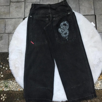 JNCO Teksad Y2k Tänavarõivad Hip Hop Poksikindad Graafiline Print Baggy Teksad Mustad Püksid Mehed Naiste Uued Harajuku Gooti laiad püksid