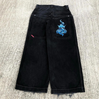 JNCO Jeans Y2k Streetwear Hip Hop Boksačke rukavice Graphic Print Baggy Jeans Crne hlače Muškarci Žene Nove Harajuku gotičke široke hlače