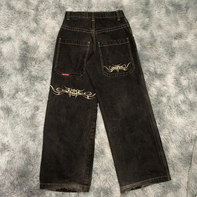JNCO Teksad Y2k Tänavarõivad Hip Hop Poksikindad Graafiline Print Baggy Teksad Mustad Püksid Mehed Naiste Uued Harajuku Gooti laiad püksid