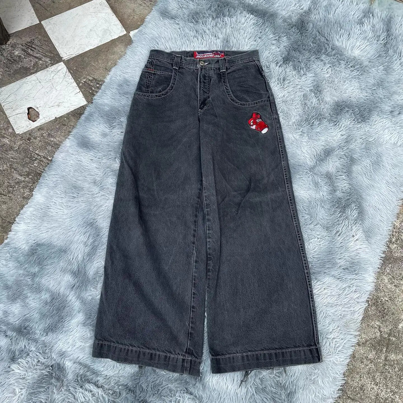 JNCO Teksad Y2k Tänavarõivad Hip Hop Poksikindad Graafiline Print Baggy Teksad Mustad Püksid Mehed Naiste Uued Harajuku Gooti laiad püksid