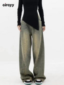 Baggy teksad Naiste kõrge vöökohaga teksad, nööbid, teksapüksid, taskud, laiad sääred, uued Y2K püksid, vanad tänavarõivad, mood 2023 teksad