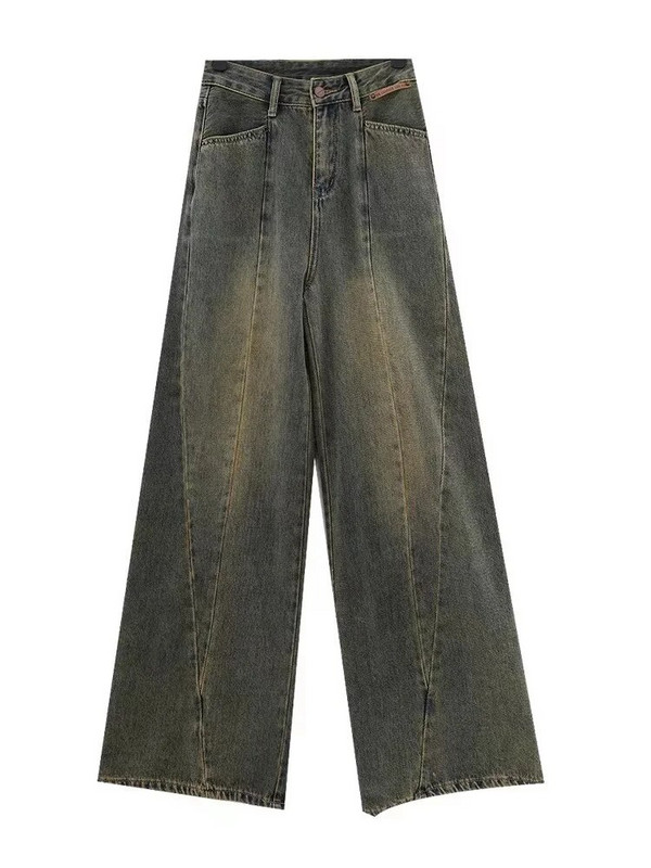 Baggy teksad Naiste kõrge vöökohaga teksad, nööbid, teksapüksid, taskud, laiad sääred, uued Y2K püksid, vanad tänavarõivad, mood 2023 teksad