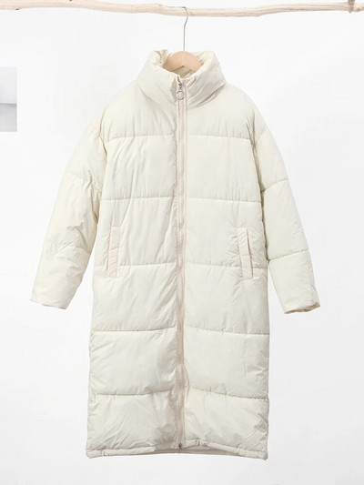 Korea paks soliidne pikk jakk, naiste lahtikäiva kraega mantel avara pikkade varrukatega 2023. aasta talvine naiste tõmblukk, soojad vabaaja soojad riided