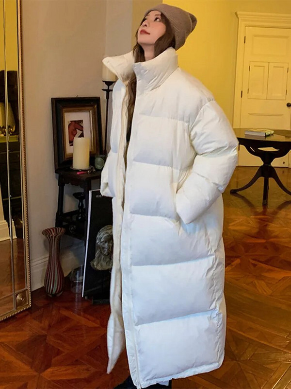 Korea paks soliidne pikk jakk, naiste lahtikäiva kraega mantel avara pikkade varrukatega 2023. aasta talvine naiste tõmblukk, soojad vabaaja soojad riided