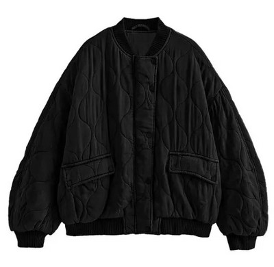 Ženski ležerni jednobojni pamučni kaput s patentnim zatvaračem Jesenska prevelika siva jakna s džepovima dugih rukava 2023. Zimska modna debela topla ženska gornja odjeća