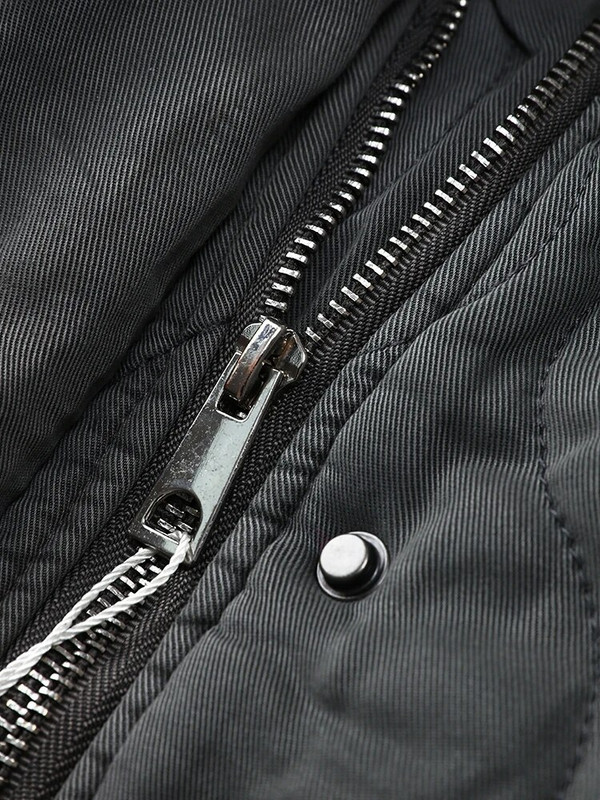 Ženski ležerni jednobojni pamučni kaput s patentnim zatvaračem Jesenska prevelika siva jakna s džepovima dugih rukava 2023. Zimska modna debela topla ženska gornja odjeća