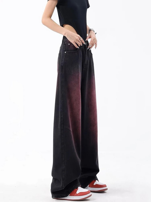 Džinsi Sieviešu paneļi, brīvi personības radošums dizains ikdienišķs vasaras džinsa bikses ar platām kājām Populāri hipsteru retro apģērbi