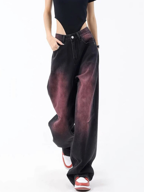 Džinsi Sieviešu paneļi, brīvi personības radošums dizains ikdienišķs vasaras džinsa bikses ar platām kājām Populāri hipsteru retro apģērbi