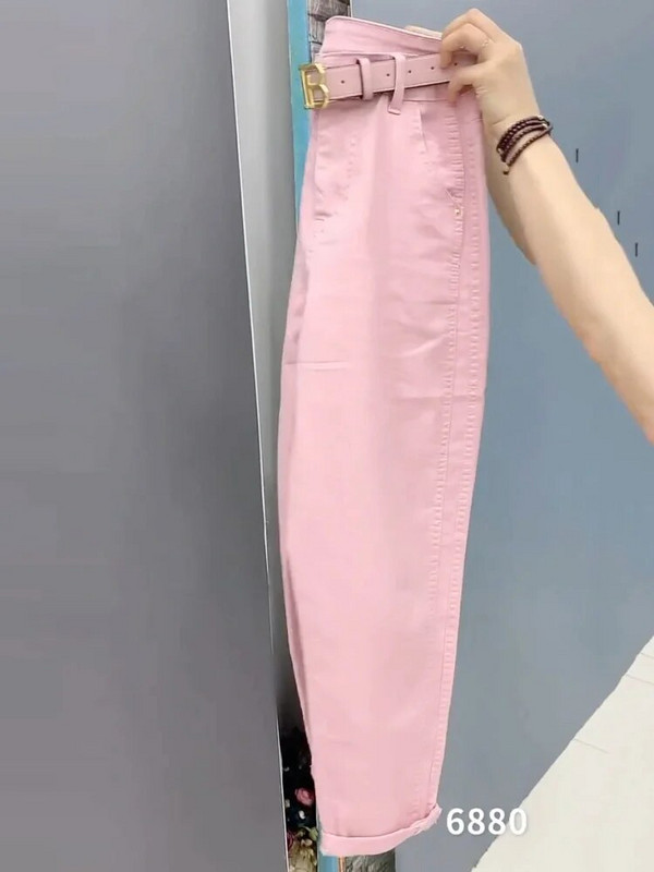 Kõrge vöökohaga roosad teksapüksid haaremipüksid 2023 uued kevadsuvised lahtised pahkluuni ulatuvad teksad Täielikult sobivad suured sirged püksid M-4XL