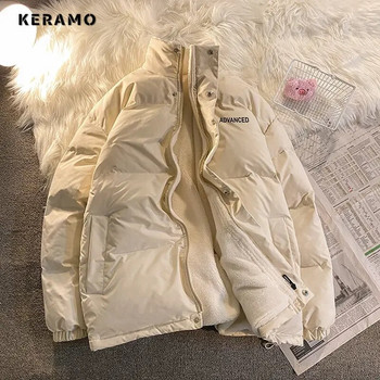 Мъжко и дамско зимно палто с удебелена буква от полар, унисекс, големи паркове, корейско палто, топли широки ежедневни якета Feamle Y2K