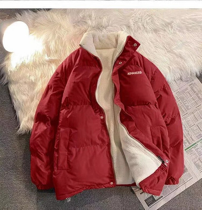 Fliisist Paksu Kirjaga Graafiline Meeste ja Naiste talvejope Unisex Oversize Parkas Korea mantel soe kottis vabaaja jakid Naiste Y2K