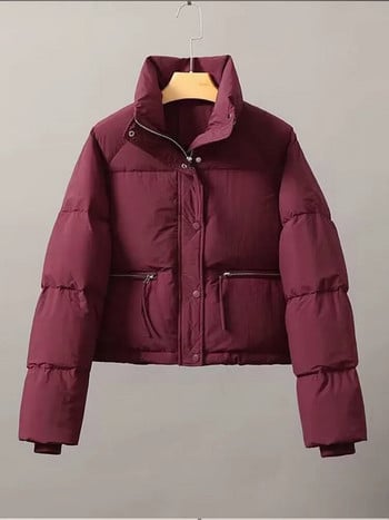 Ежедневно късо зимно яке Дамско яке с яка и цип High Street Cool Padding Coat Дамско зимно палто от изкуствена кожа 2023 Дамски пухени палта