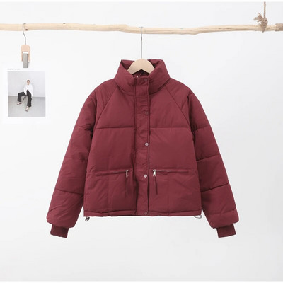 Ikdienas īsa ziemas jaka Sieviešu statīvs apkakles rāvējslēdzējs High Street Foršs polsterējums Sieviešu 2023. gada ziemas Pu ādas sieviešu mēteļi