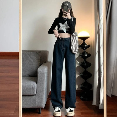 ZOENOVA Teksad Naiste laia säärega püksid Mom Femme Must Y2K Teksad Kõrge vöökohaga Naiste püksid 2023 Riietus Pantalones Spodnie Damskie