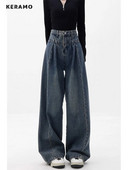 2022. aasta naiste tänavarõivad vintage teksad Denimpüksid Korea mood kottis teksad Naine kõrge vöökohaga ülisuure disainiga naiste püksid Y2k