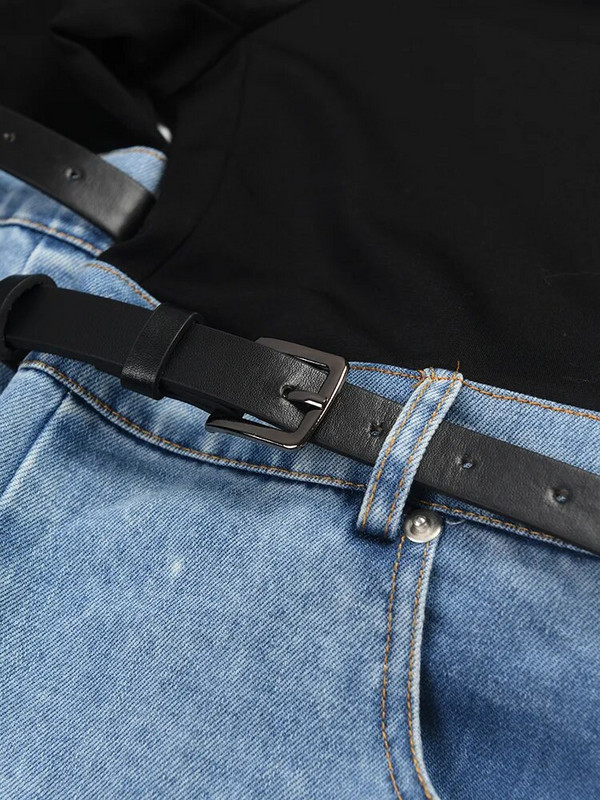 [EAM] Traper dugih širokih nogavica visokog struka u plavim blokovima boja Nove široke ženske hlače Fashion Tide proljeće jesen 2023. 1DF3897