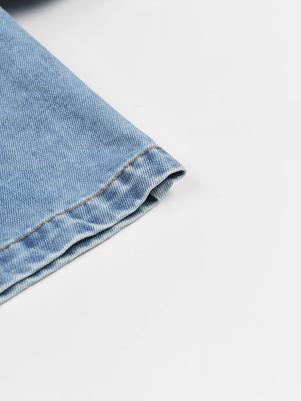 [EAM] Traper dugih širokih nogavica visokog struka u plavim blokovima boja Nove široke ženske hlače Fashion Tide proljeće jesen 2023. 1DF3897