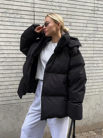 Γυναικεία καπιτονέ μπουφάν Bornladies Winter Loose Parkas Παλτό Vintage Μπουφάν ψωμιού Outwear Office Γυναικεία ζεστά βαμβακερά μπουφάν