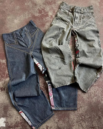 Y2K Jeans Streetwear Harajuku Hip Hop Ρετρό γραφικό φαρδύ τζιν παντελόνι τζιν Ανδρικό γυναικείο Νέο γοτθικό φαρδύ παντελόνι με ψηλή μέση