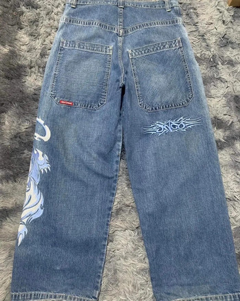 JNCO Jeans Y2K Harajuku Hip Hop Tiger Graphic Goth Ρετρό Μπλε φαρδύ τζιν παντελόνι τζιν Ανδρικό Γυναικείο γοτθικό φαρδύ παντελόνι με ψηλή μέση