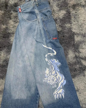JNCO Jeans Y2K Harajuku Hip Hop Tiger Graphic Goth Ρετρό Μπλε φαρδύ τζιν παντελόνι τζιν Ανδρικό Γυναικείο γοτθικό φαρδύ παντελόνι με ψηλή μέση