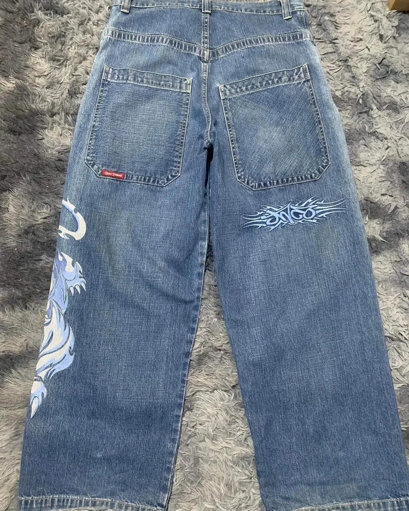 JNCO Jeans Y2K Harajuku Hip Hop Tiger Graphic Goth Ρετρό Μπλε φαρδύ τζιν παντελόνι τζιν Ανδρικό Γυναικείο γοτθικό φαρδύ παντελόνι με ψηλή μέση