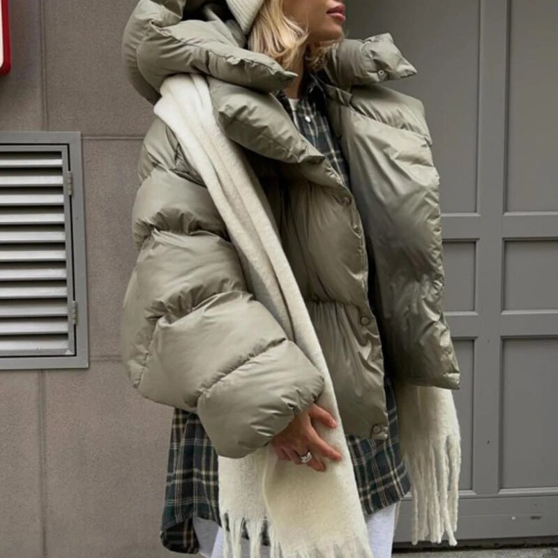 FADDISH 2024, talv naiste mood, lahtiselt tihendav, soe kapuutsiga mantel Naistele ühevärviline vabaaja pikkade varrukatega topsid ülerõivad