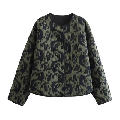 SLTNX TRAF Jesenske ženske jakne Prošivena podstavljena odjeća Topla odjeća Odjeća u trendu Ženska pamučna jakna s uzorkom životinja