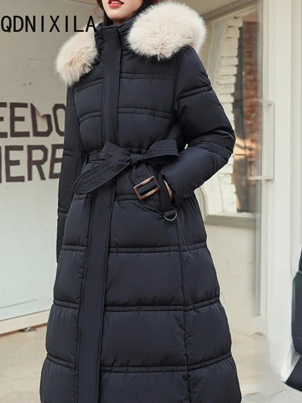 Modes parki sievietēm Korejiešu ikdienas jakas Eleganti lielizmēra mēteļi Jauns, biezs, silts, garām piedurkņu tops 2023. gada rudens ziema