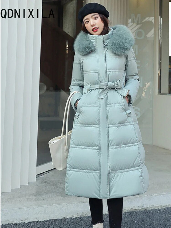 Modes parki sievietēm Korejiešu ikdienas jakas Eleganti lielizmēra mēteļi Jauns, biezs, silts, garām piedurkņu tops 2023. gada rudens ziema