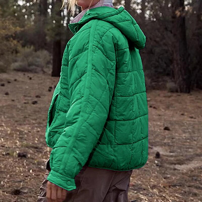 Rudens ziemas vienkrāsains polsterēta jaka sievietēm Modes kabatas ar garām piedurknēm ar kapuci džemperi Japāņu un korejiešu ikdienas mēteļi