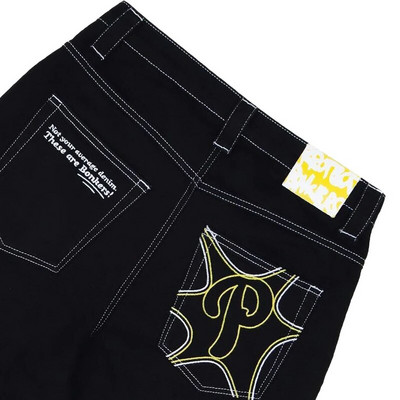 Y2k traperice s vezom ravne široke traperice za muškarce Hiphop Streetwear 2023 New Harajuku Letters Ležerne jednostavne široke traperice za žene Hot